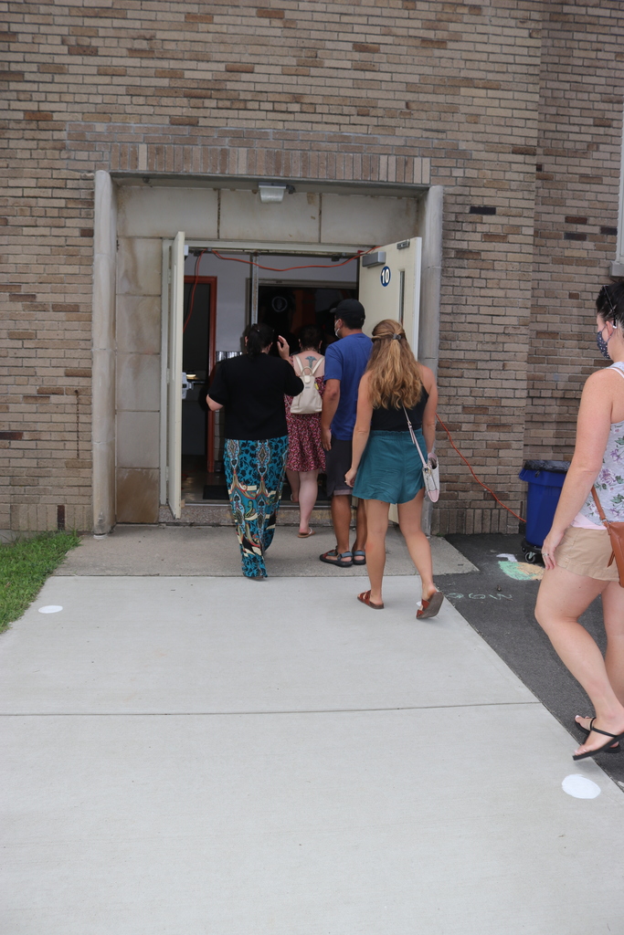 parents entering building