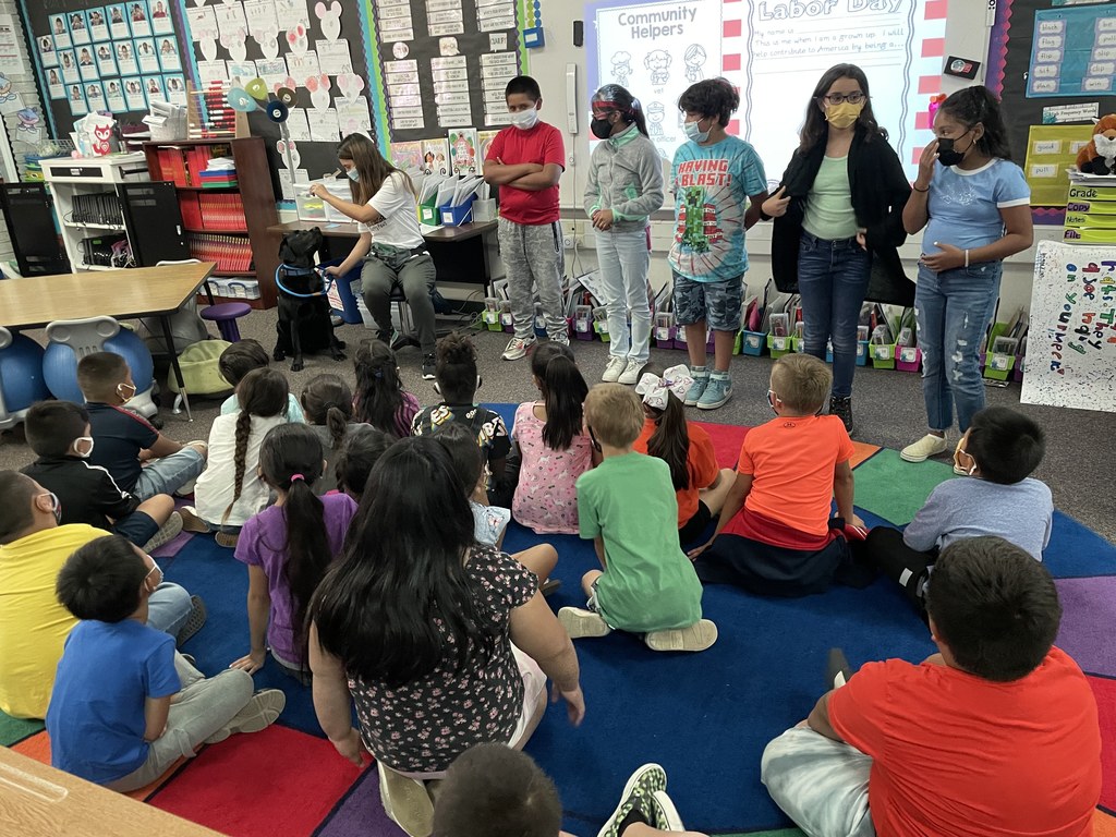 Bleu and Mrs. Luna in Mrs. Cecil's class