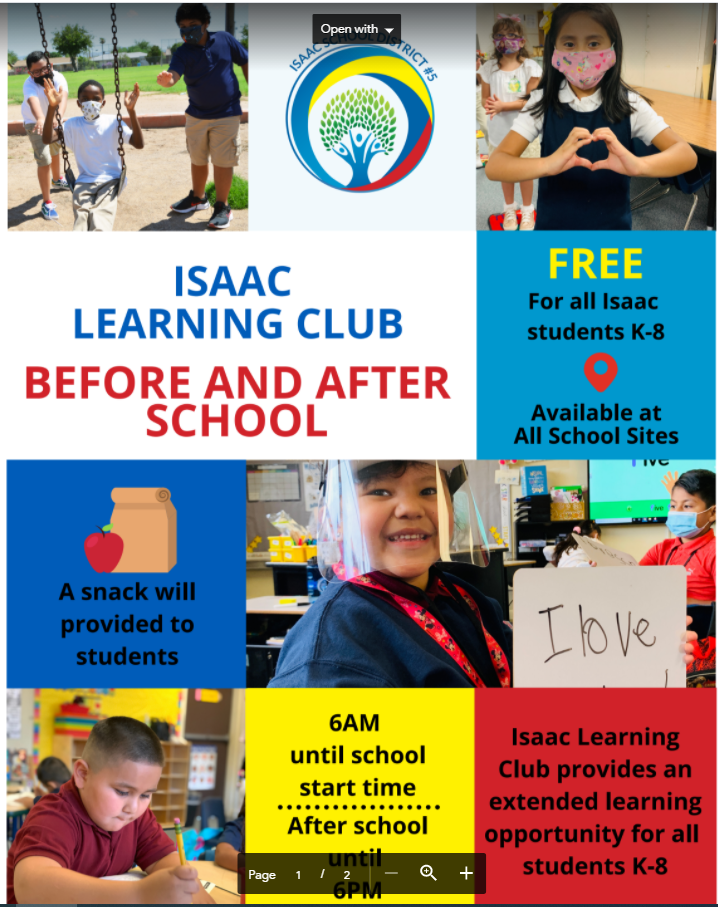 Isaac Learning Club flyer