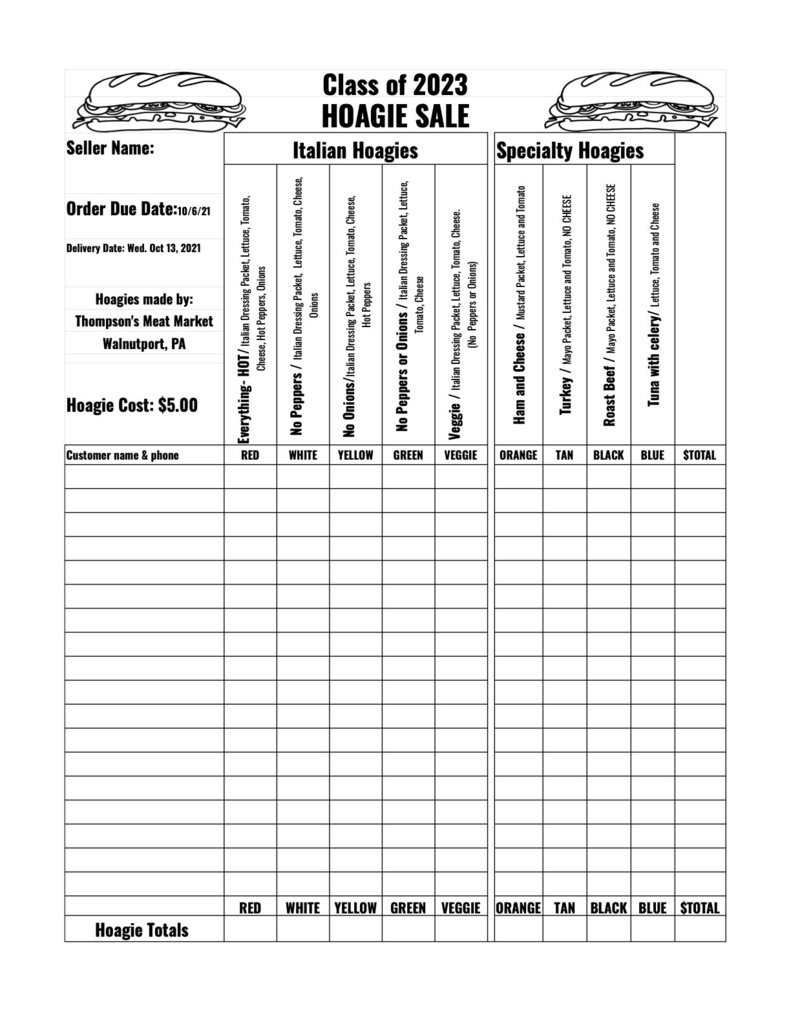 Hoagie Order Form