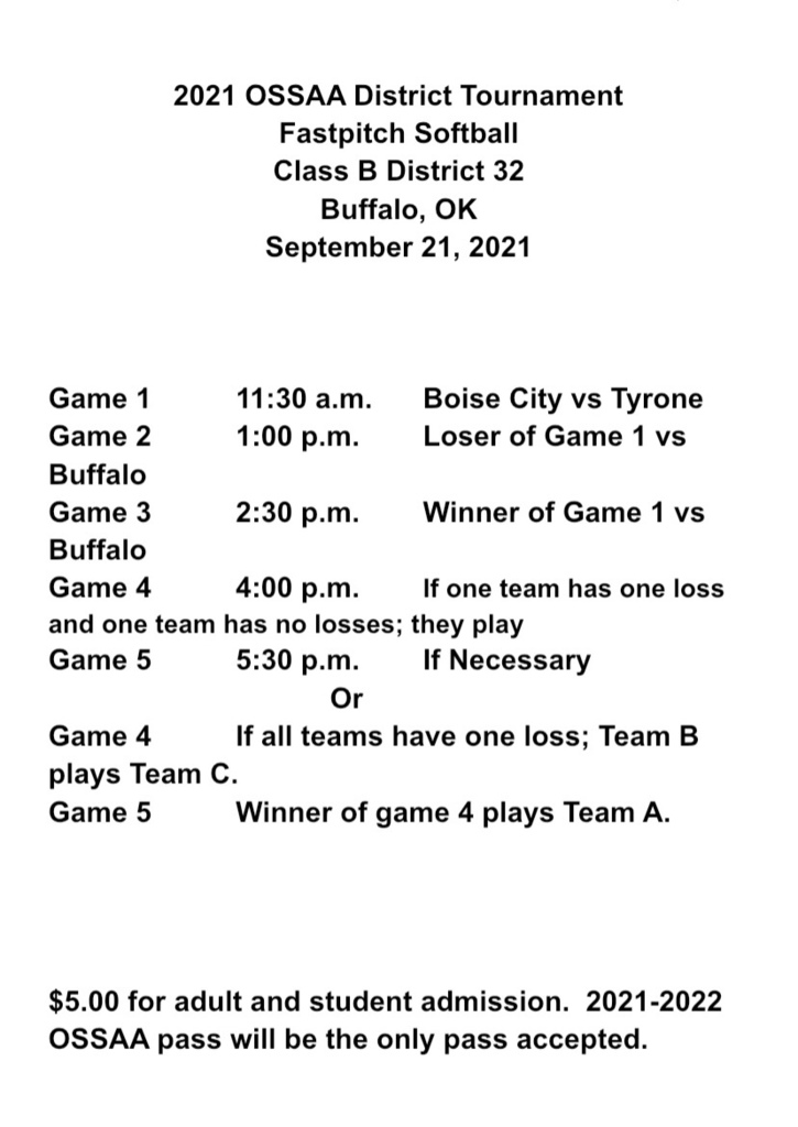 Softball District Schedule