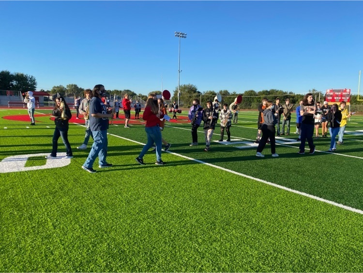 students participating in marching band 