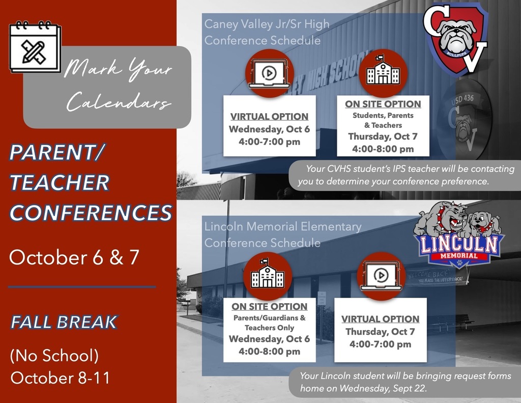 Parent/Teacher Conferences October 6 & 7, Fall Break Oct 8-11