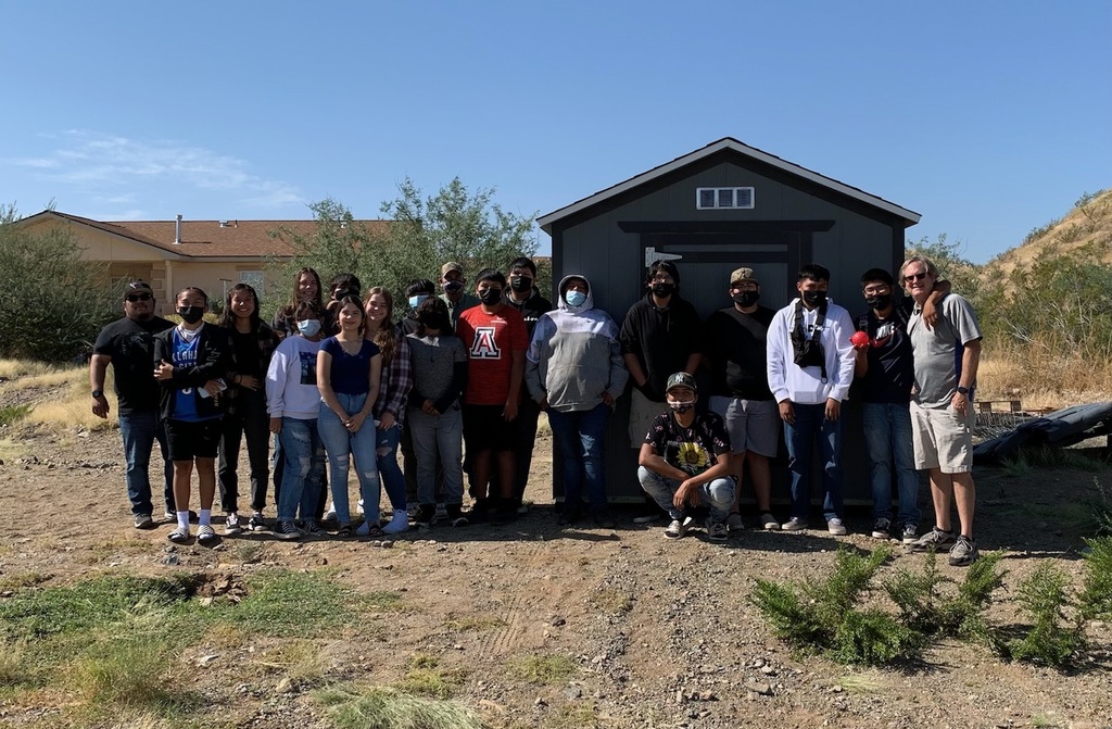 FTHS Carpentry Students & completed shed.