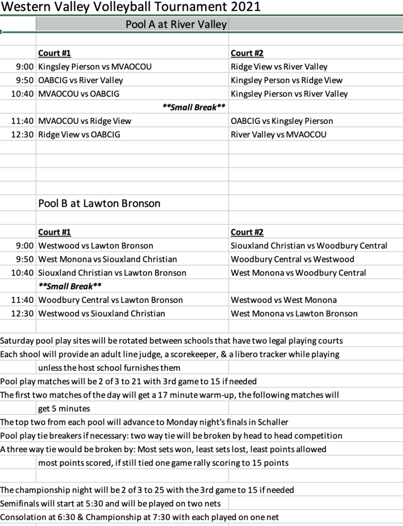 WVC Volleyball Pool Play