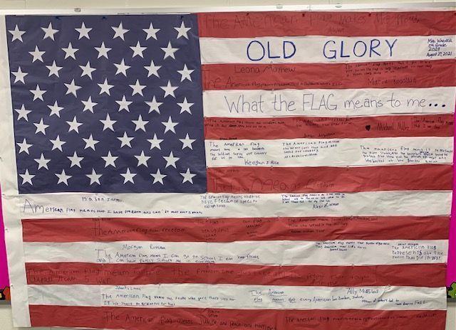 Flag made by Mrs. Warner's class