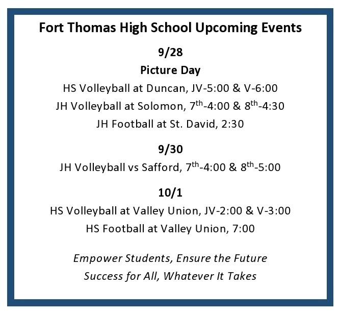 FTHS Events 9/28/2021-10/1/2021