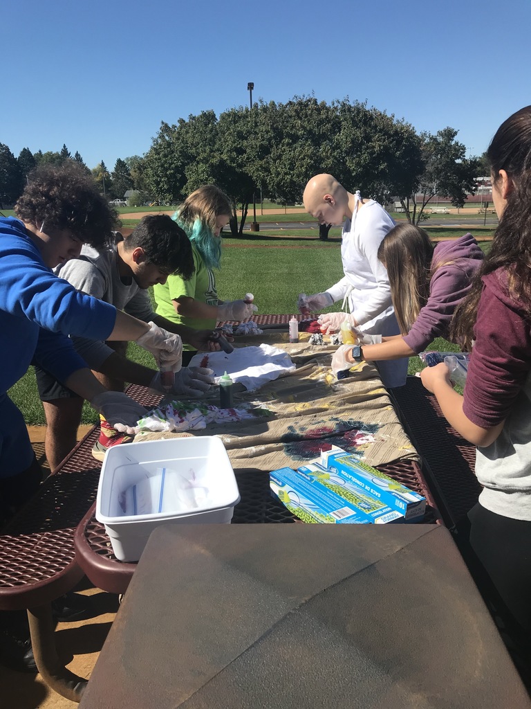 students at a picnic table