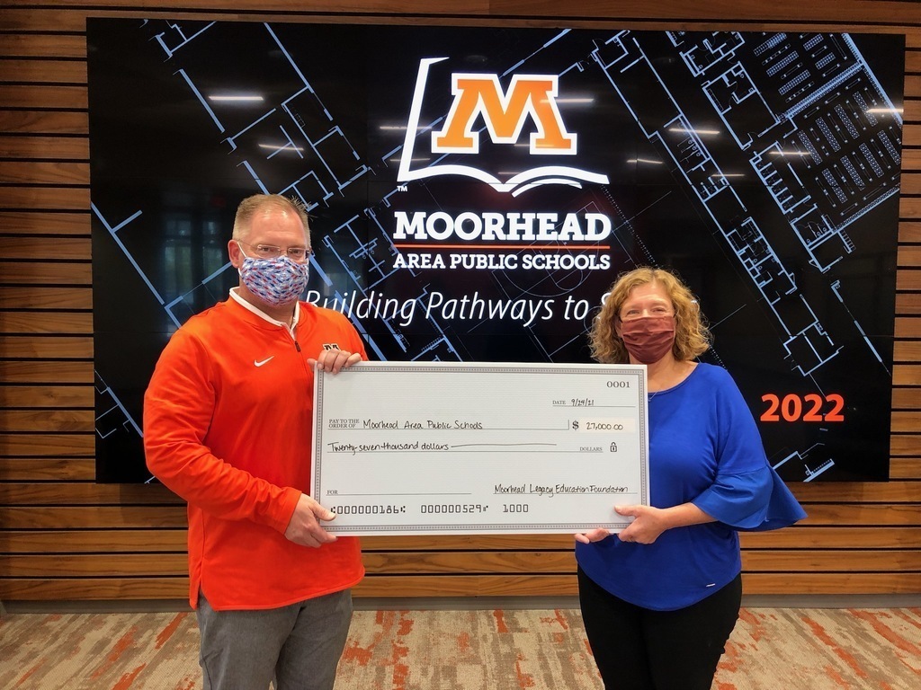 Superintendent Lunak and Lisa Staiger, Moorhead Legacy Education Foundation