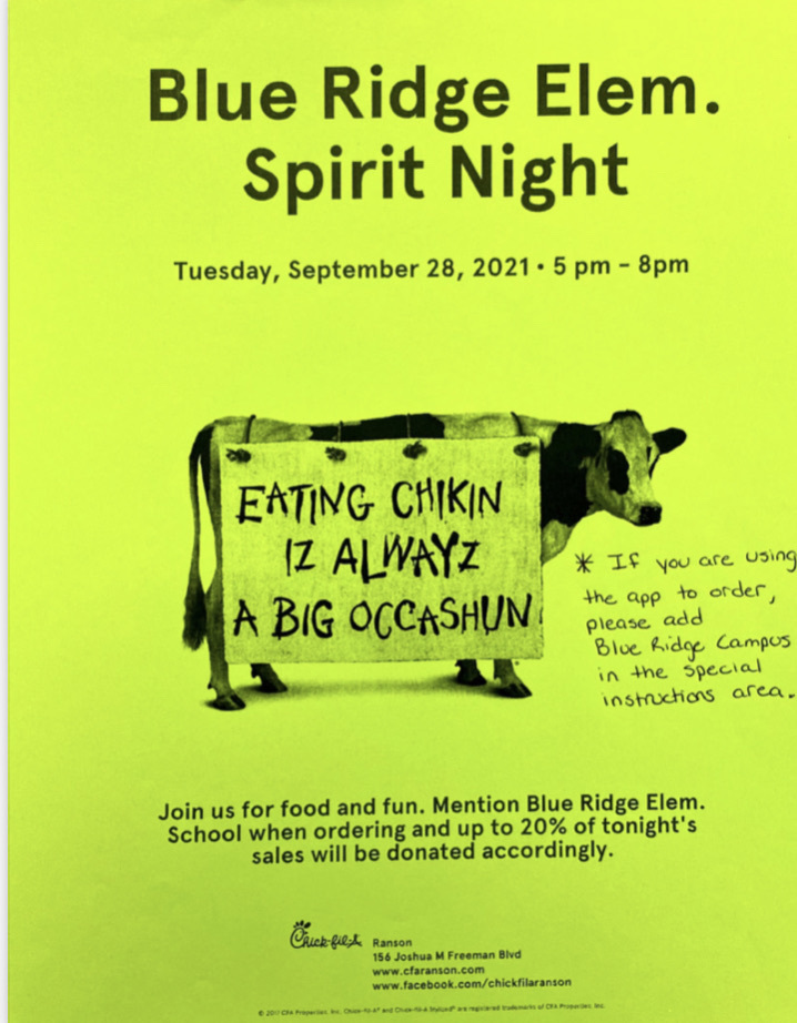 Chik-Fil-A Spirit Night Flyer