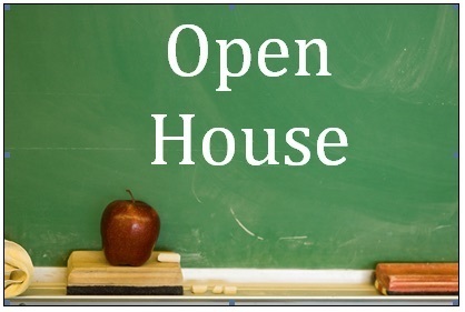 open house written on a blackboard