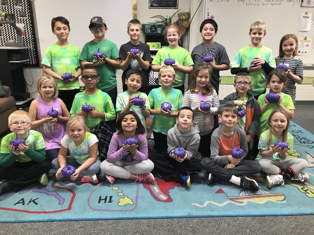 MP East Elementary Mrs. Bell’s 2nd Grade Star of the Week student brought his Mom and little brother to share the book, “The Great Katie Kate Explains Epilepsy” to educate us about his experiences with epilepsy. Each student was given a purple pumpkin by his family to decorate their own Purple Pumpkin Project pumpkin to help raise awareness. 💜 #epilepsymatters #seethestars #mphawks