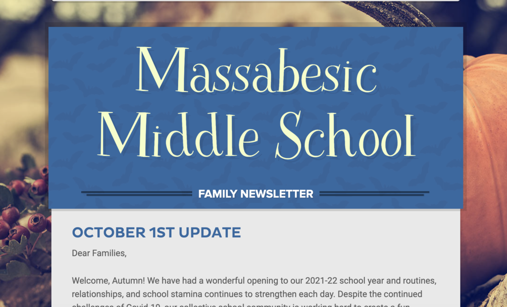 Screen grab of the family newsletter heading