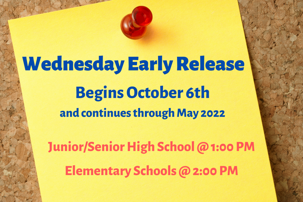 Wednesday Early Release Begins October 6