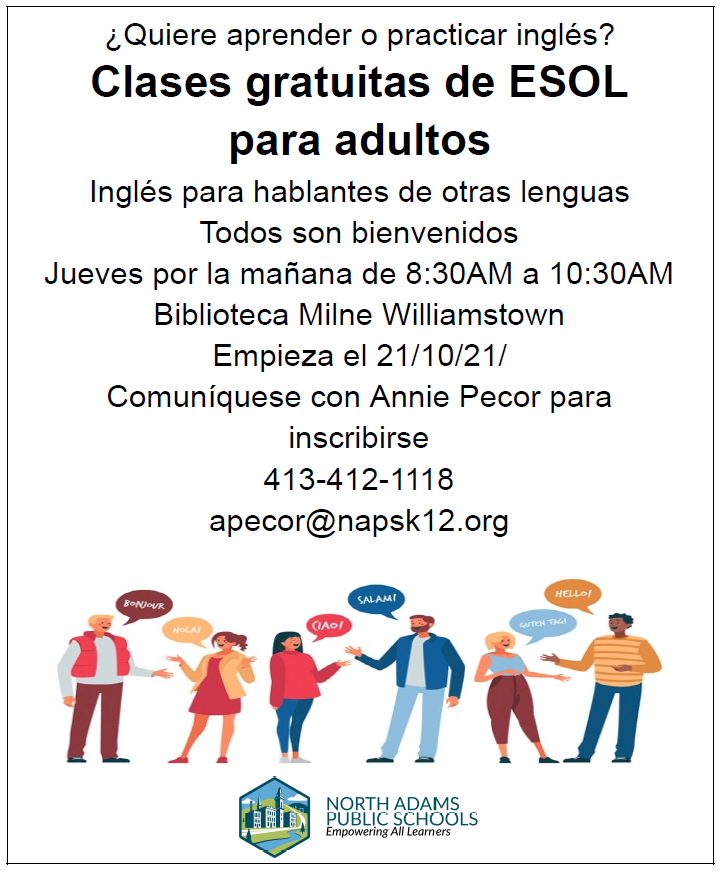 Clases gratuitas de ESOL para adultos