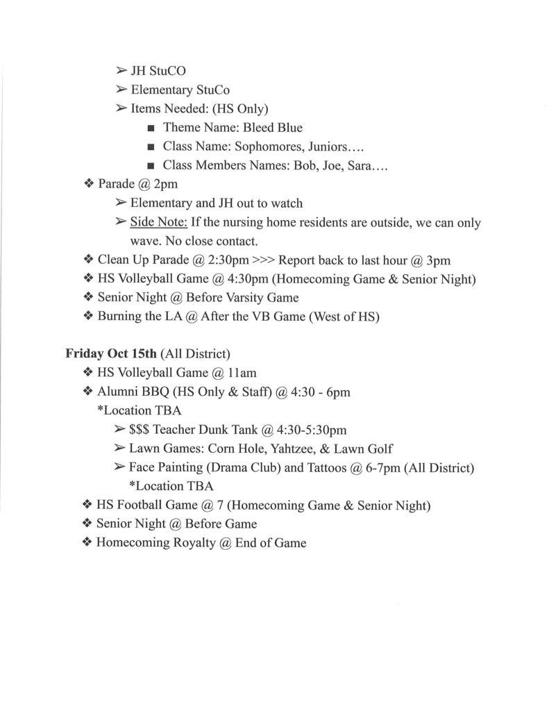 hoco agenda