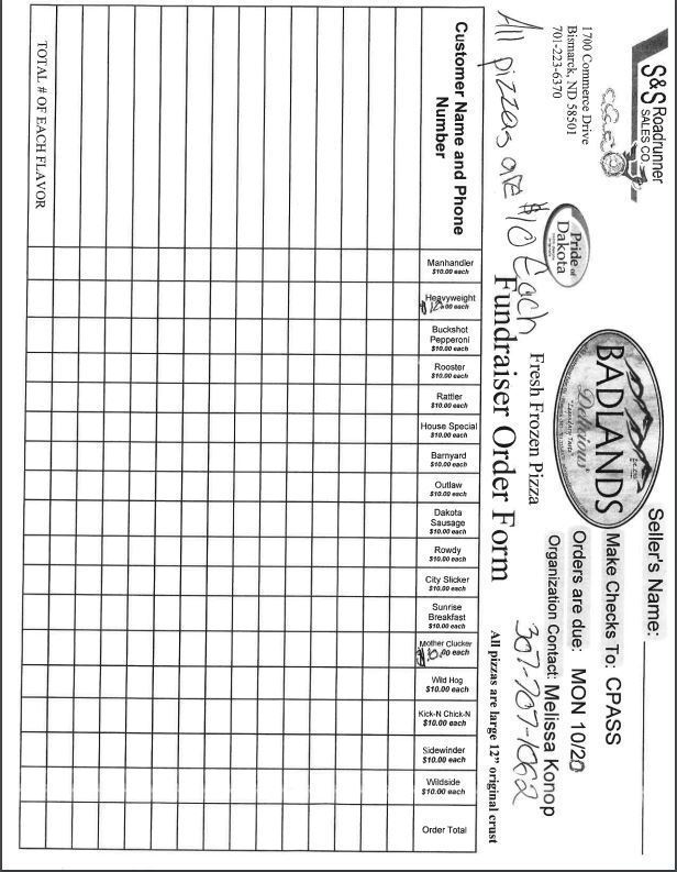 Pizza Fundraiser Order form