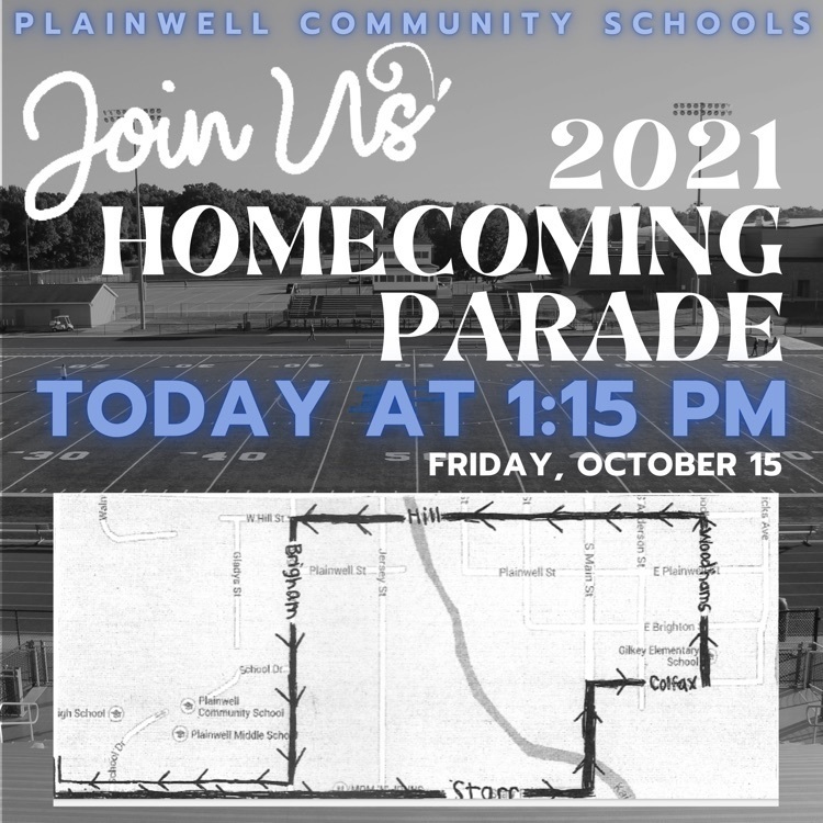 2021 homecoming parade reminder with parade route