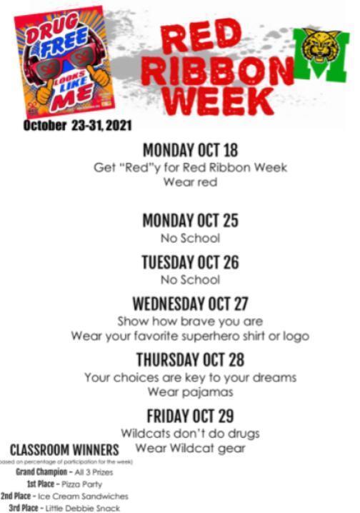 Red Ribbon Week Dress Up Days 2021