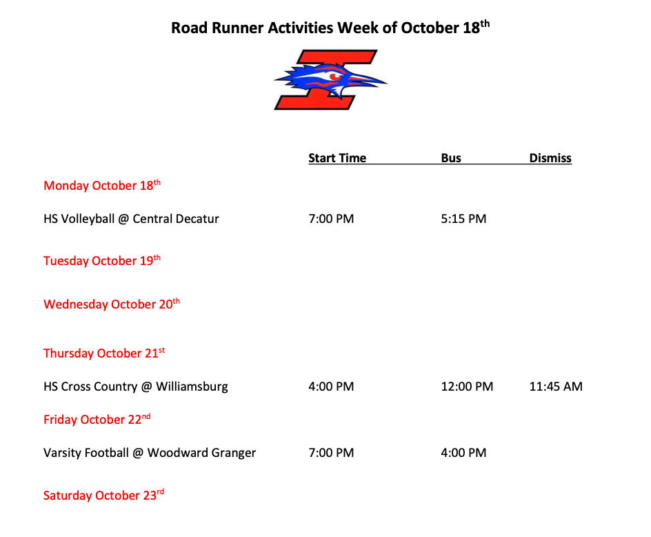 Activities Schedule 