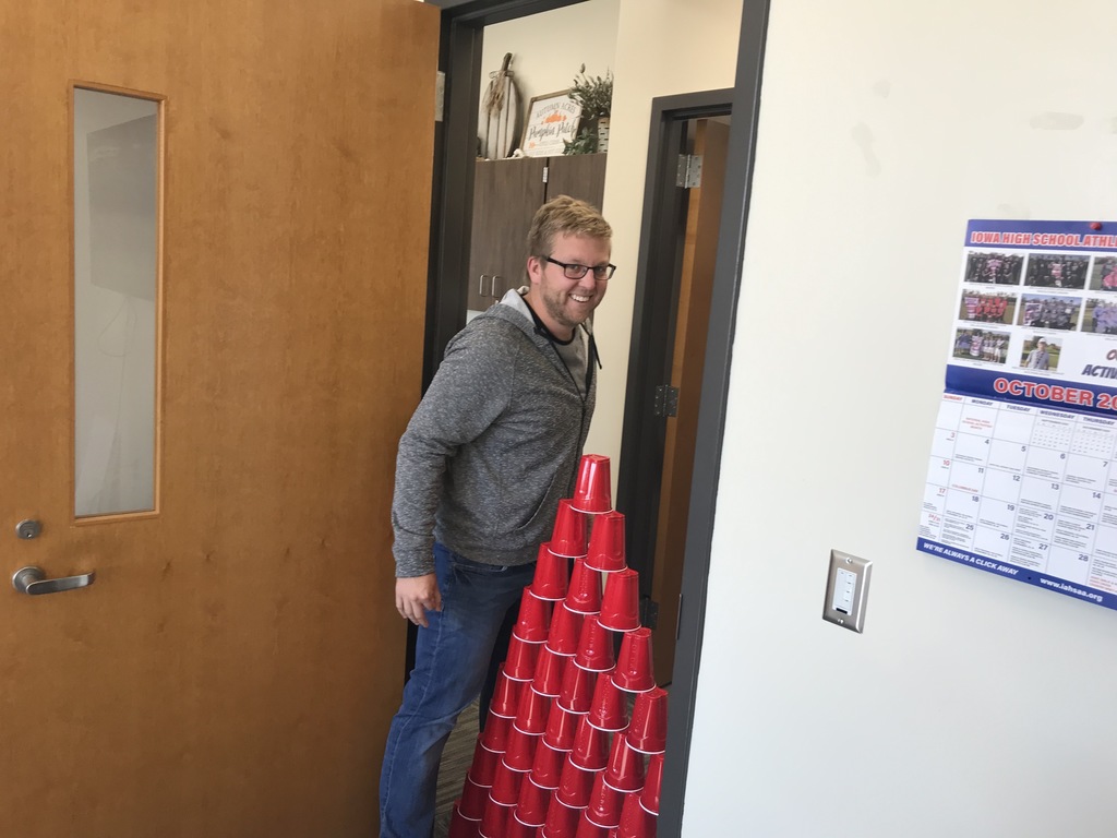 Cup tower blocking doorway