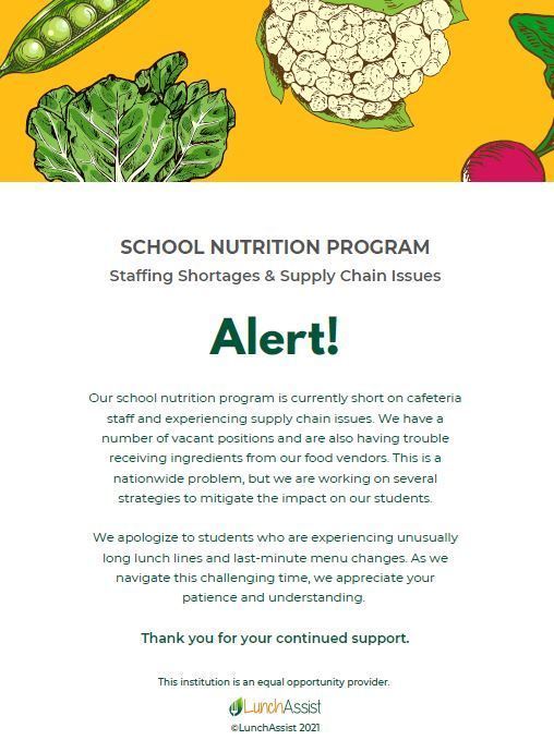 Food Service Announcement