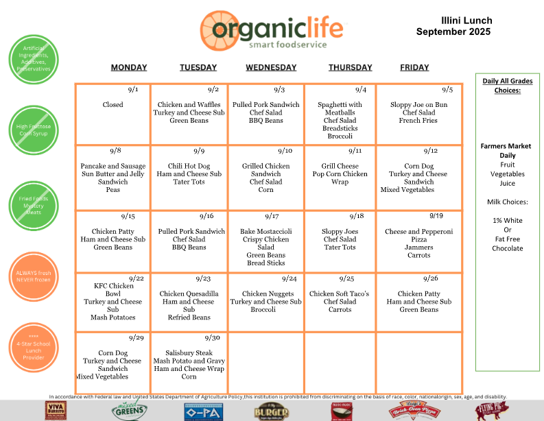 September IES Lunch Menu