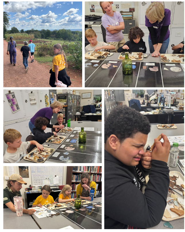 Robotics field trip to Monticello. Students got to dig, sift, clean, and sort artifacts from a real dig site!