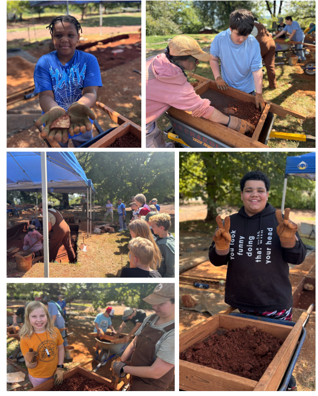 Robotics field trip to Monticello. Students got to dig, sift, clean, and sort artifacts from a real dig site!