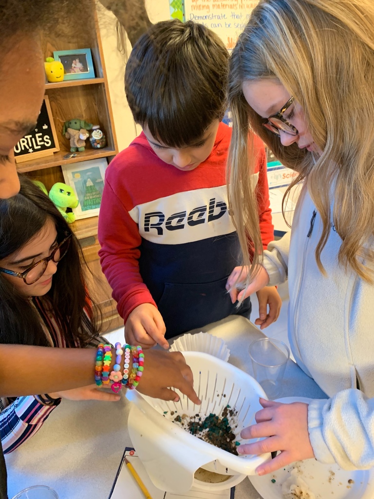 Ms. McCracken's 5th-grade science classes at Catalayah had so much fun during their science experiment. The kids were given a cup with a mixture of 5 components and separated each one into a container. They experimented with different methods to separate the components of their mixture based on their properties using magnets, colanders, cheesecloth, and coffee filters based on their properties. They came up with some creative methods of filtration! #CPSZEBRAPRIDE