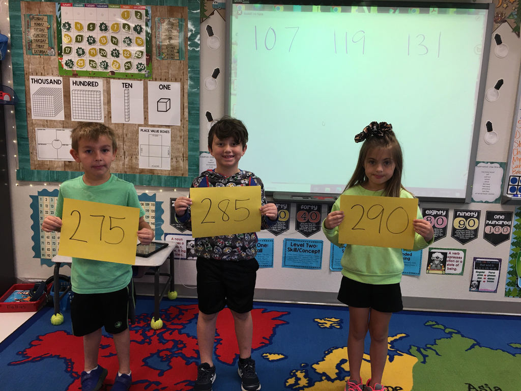 kids holding signs w/ number on them in order