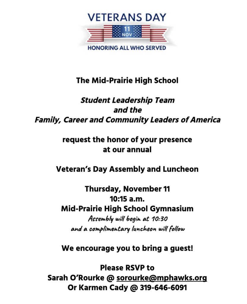 Veteran's Day assembly invitation