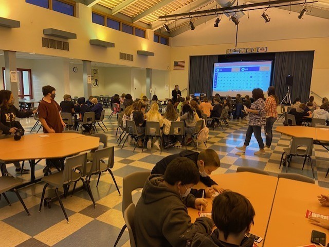 Bingo in the cafeteria.