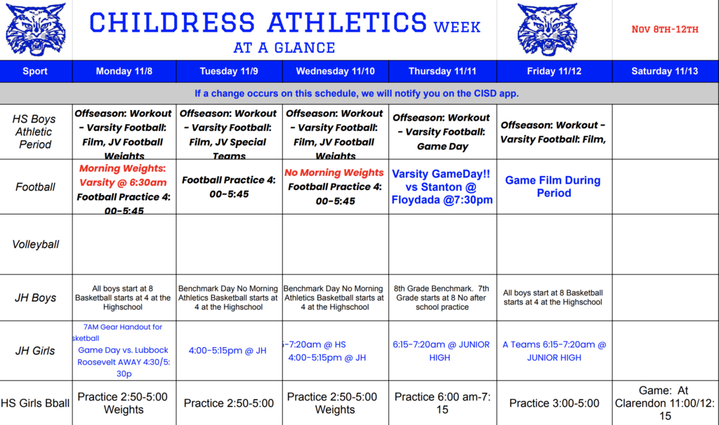 Week At A Glance