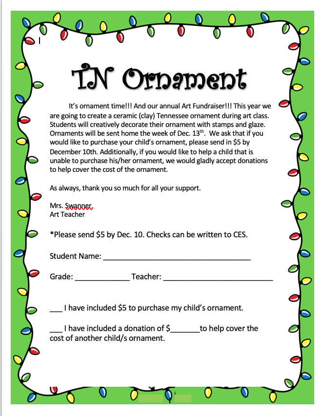 Ornament Flyer for Art Fundraiser