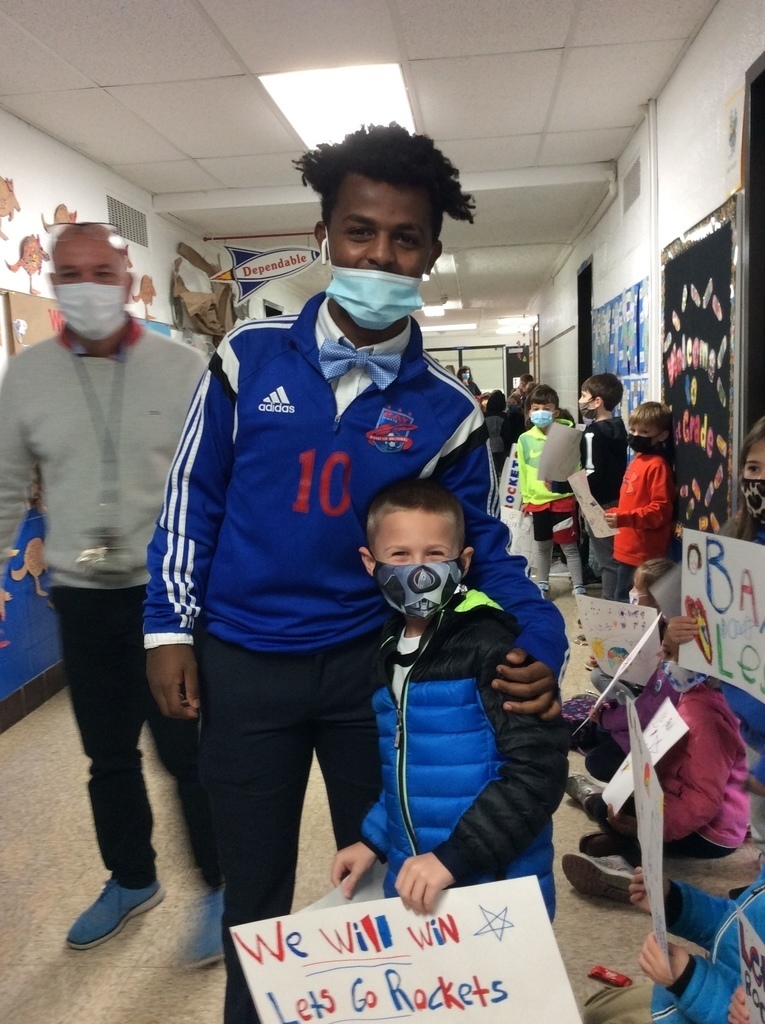 State-bound boys soccer visits elementary students.