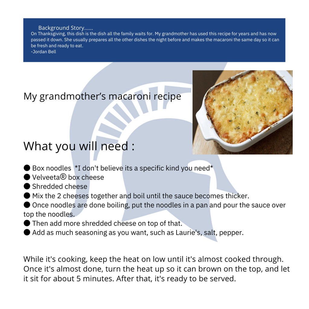 My grandmother's Mac 'N Cheese recipe graphic
