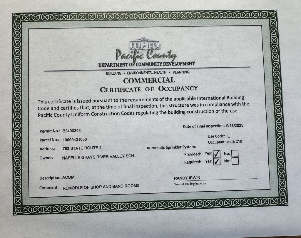 Certificate of Occupancy