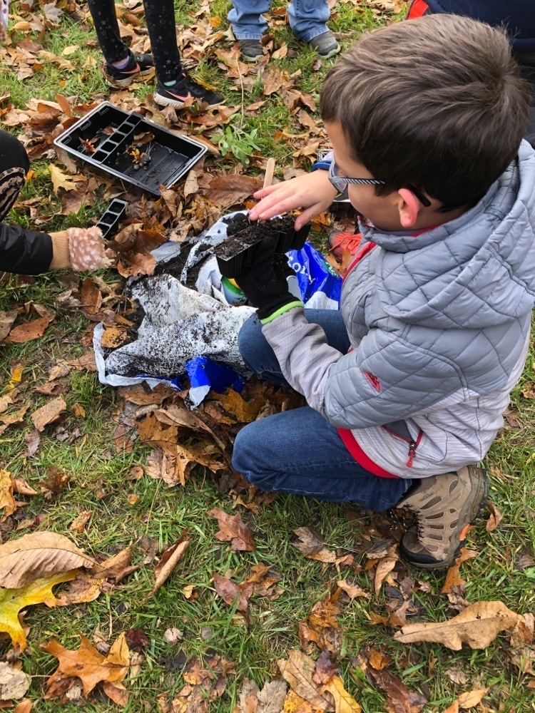 student planting seeds