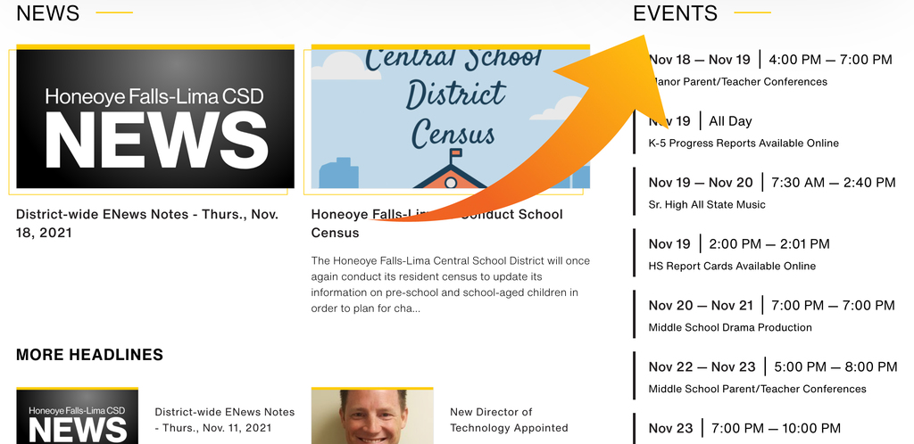 events location on website