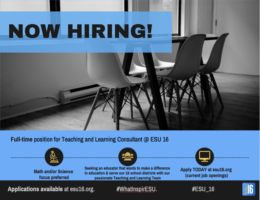 ESU 16 is hiring!! Teaching & Learning Consultant
