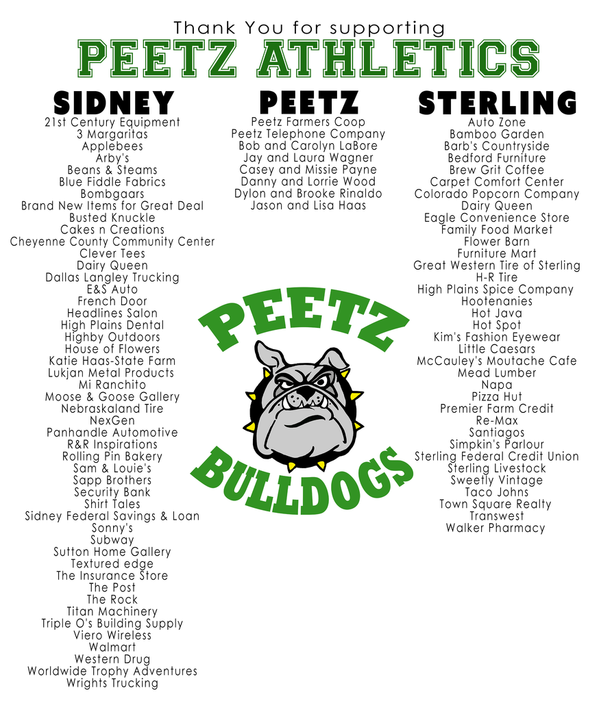 Peetz Athletics Sponsors