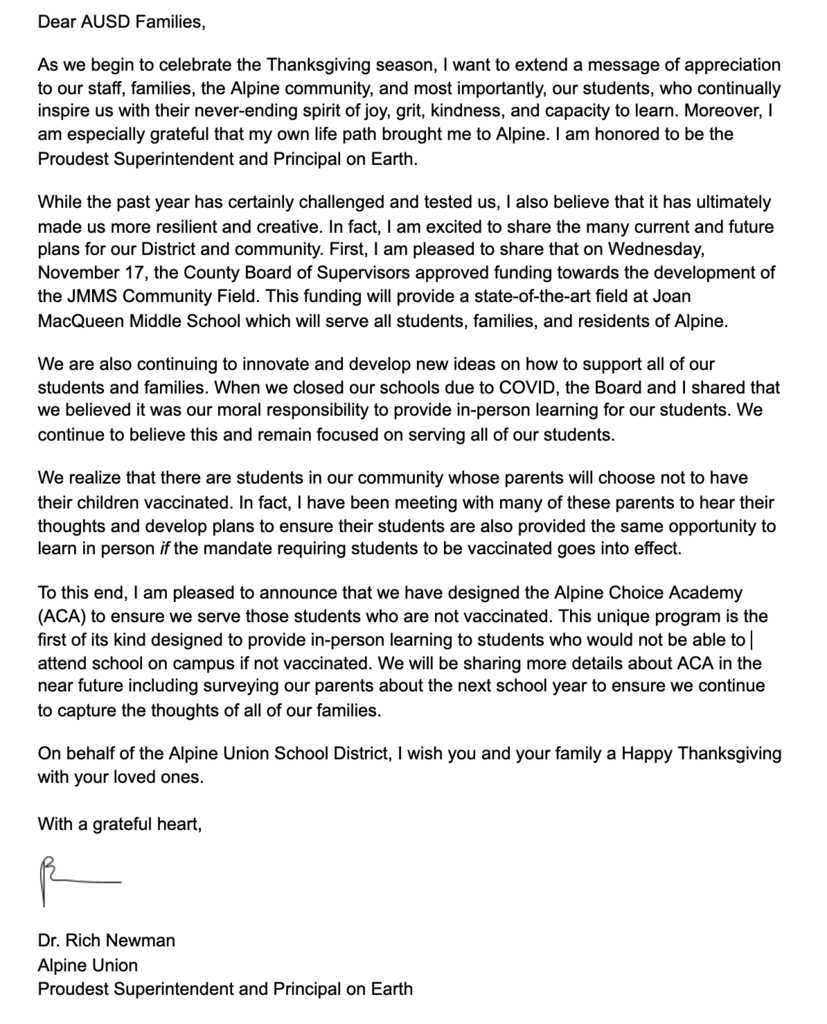 Message from AUSD