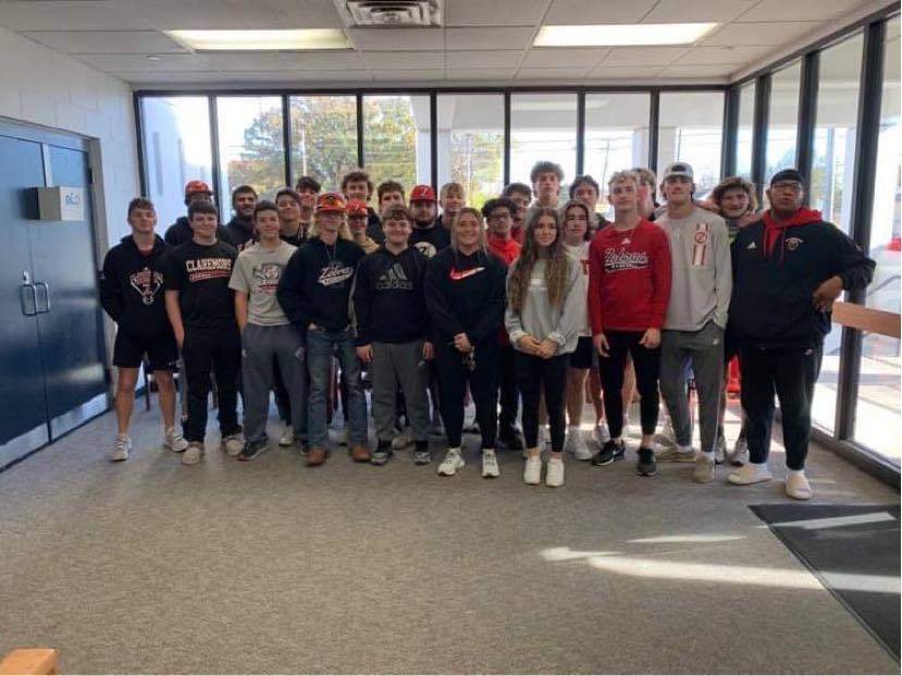 Baseball team canned food drive