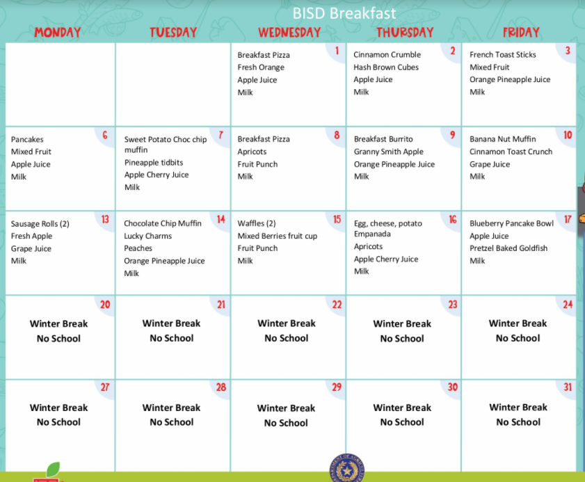 December Menus