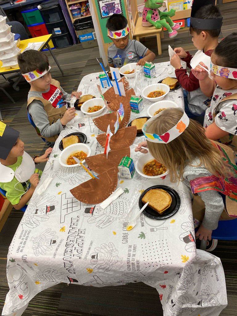 PreK students celebrating Thanksgiving