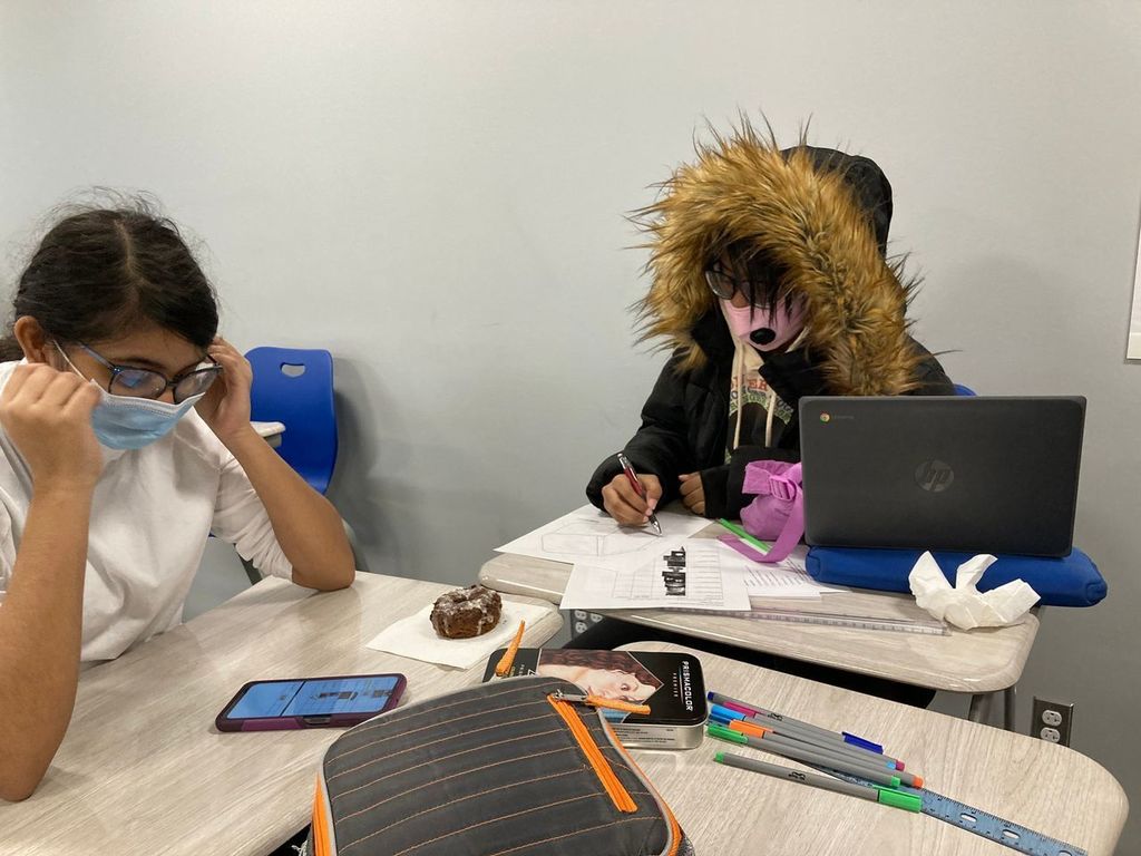 Students designing Gingerbread houses