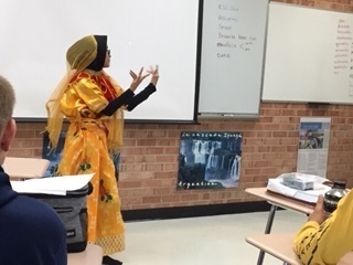 Liza demonstrated traditional Indonesia dances