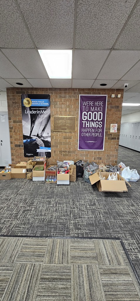 Donated items in boxes.