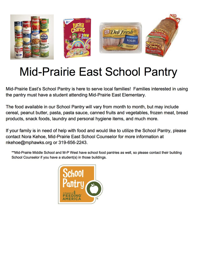 MP East Elementary School Food Pantry Available for Families in Need...contact us today! #mphawks